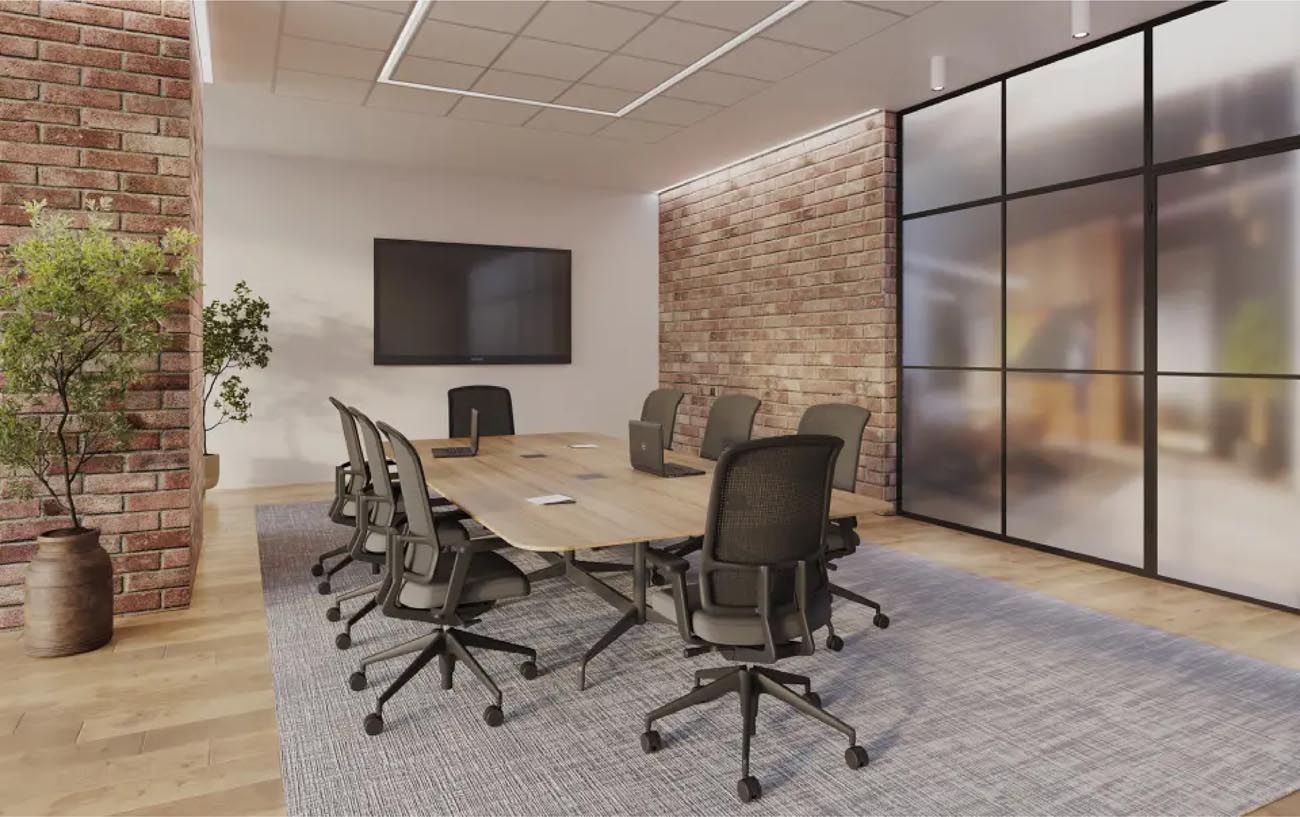 Linear recessed Arkus lighting by ALW installed in a conference room