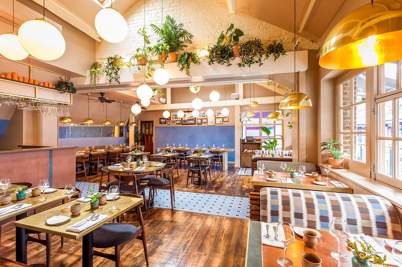 Mullan Lighting pendant fixtures installed in a restaurant