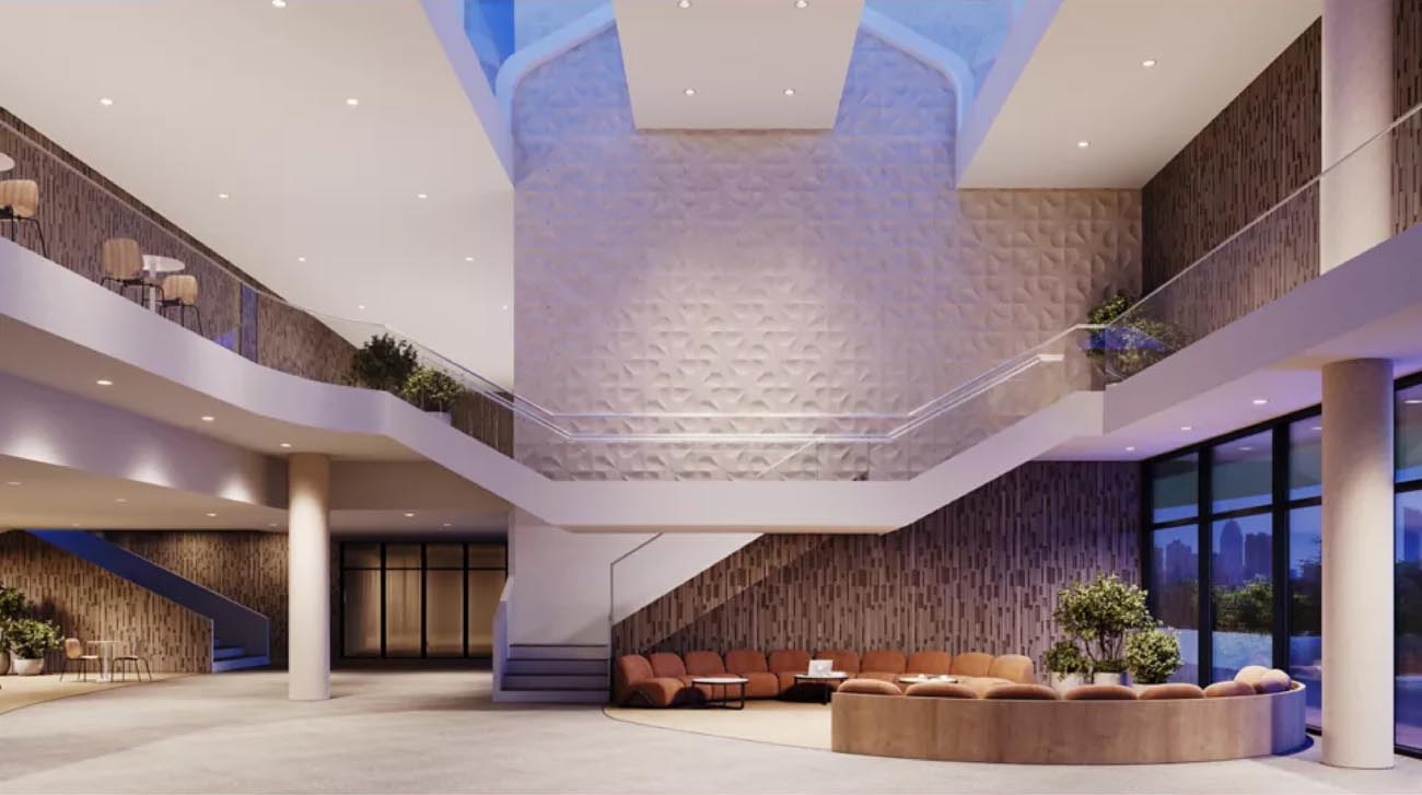 Cooper LD4D Precision Downlights installed in an office lobby