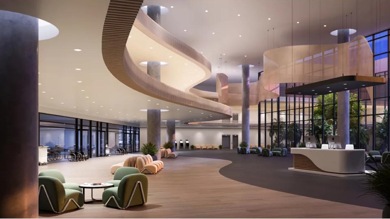 Cooper LD4D Precision Downlights installed in a healthcare lobby