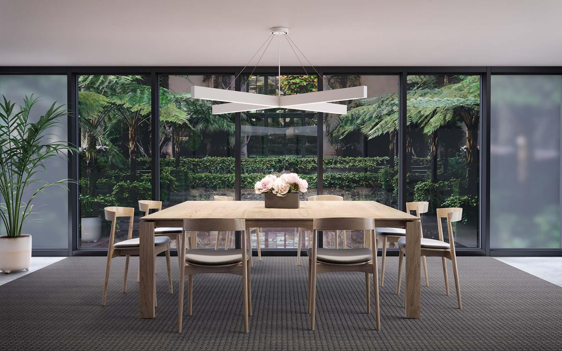 Focal Point Seem 1 Shapes fixtures installed over a table