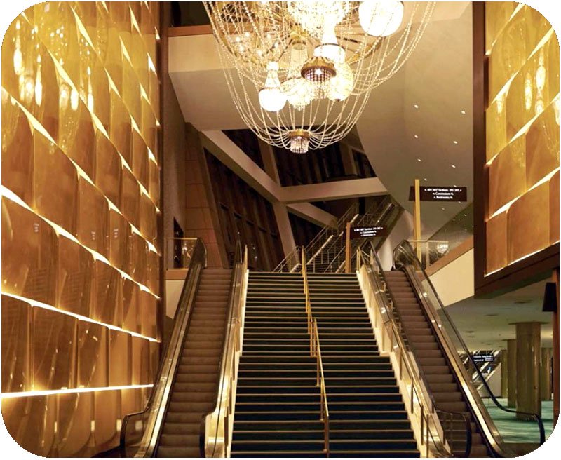 OmniLight lighting fixtures installed over a staircase