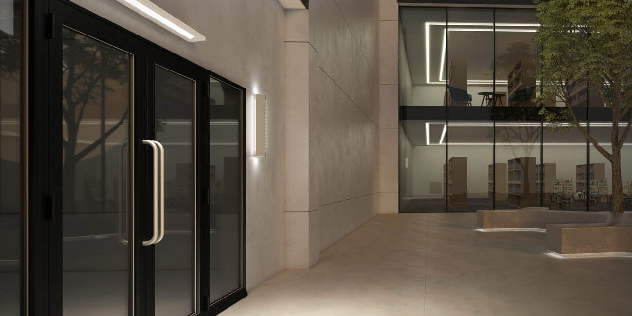 Gateway Series by New Star Lighting New Star Lighitng Gateway Series Over The Door Luminaire installed outside of a library