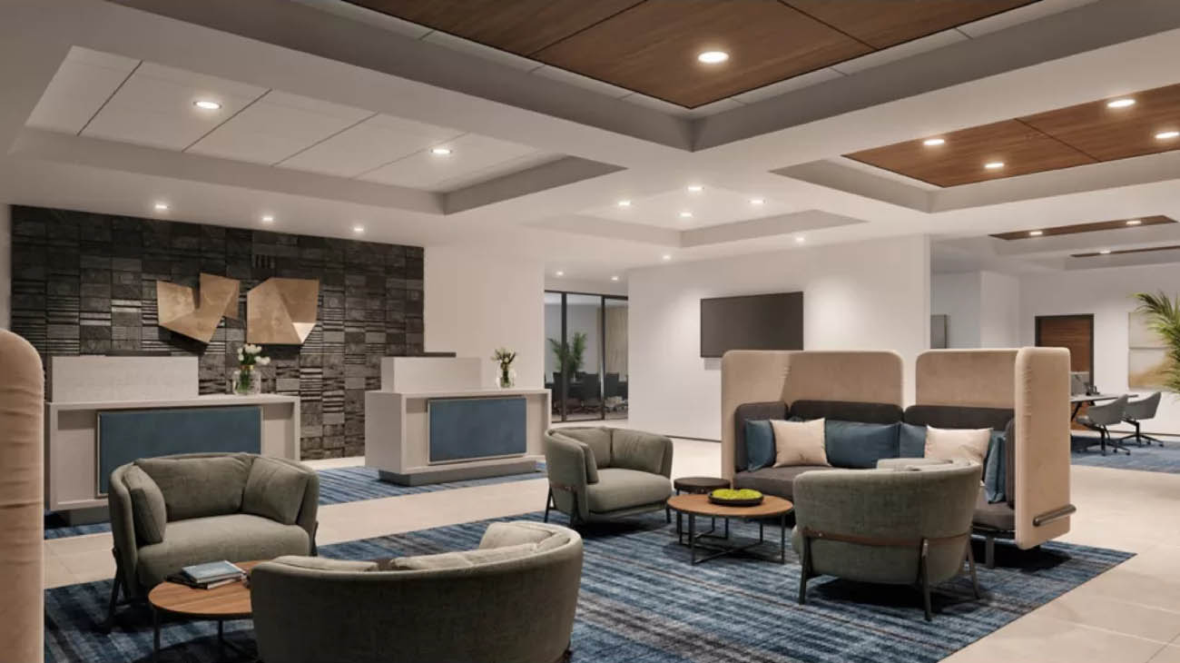 Cooper HCD Pro Direct Mount LED Lighting System installed in a hotel lobby