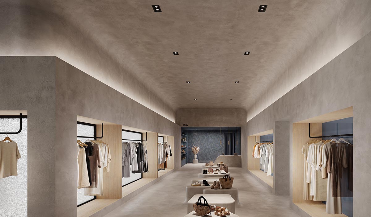 Recessed GyroShift multiple downlight by CSL installed in a clothing store