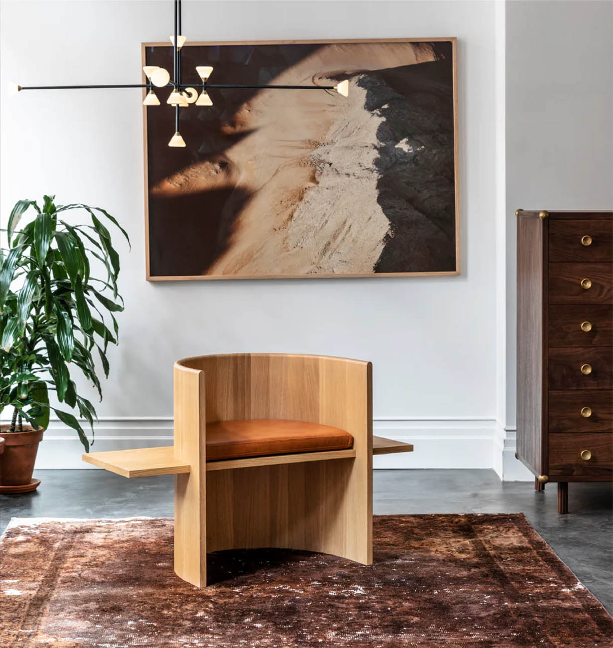 A modern wooden seat from Roll & Hill