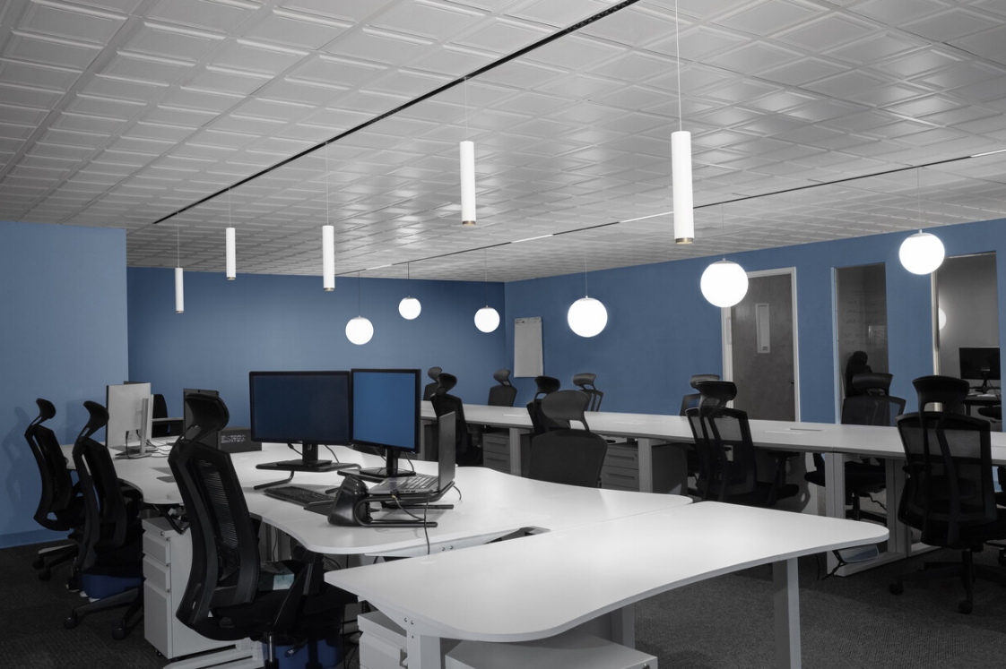 WAC Lighting Ventrix fixtures installed in an open office