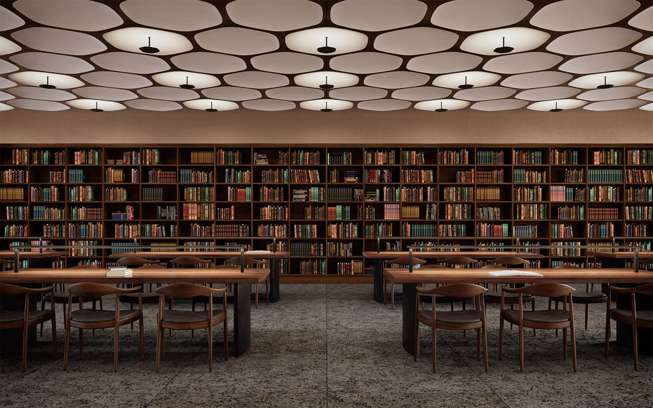 Focal Point Polina LED lighting installed in a library