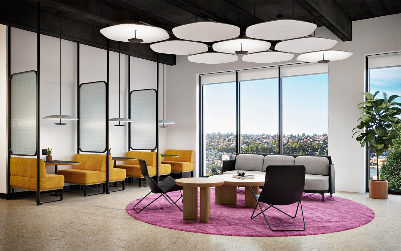 Focal Point Polina LED lighting installed in a mixed use office