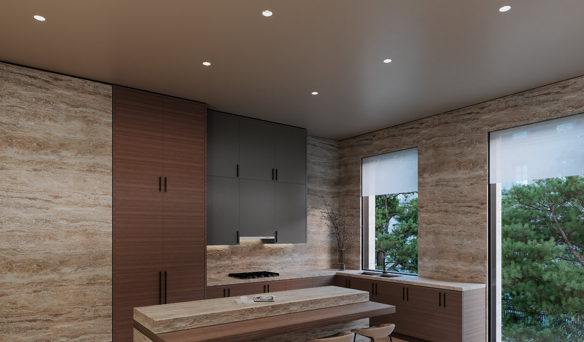 CSL Eco recessed downlights installed in a residential kitchen