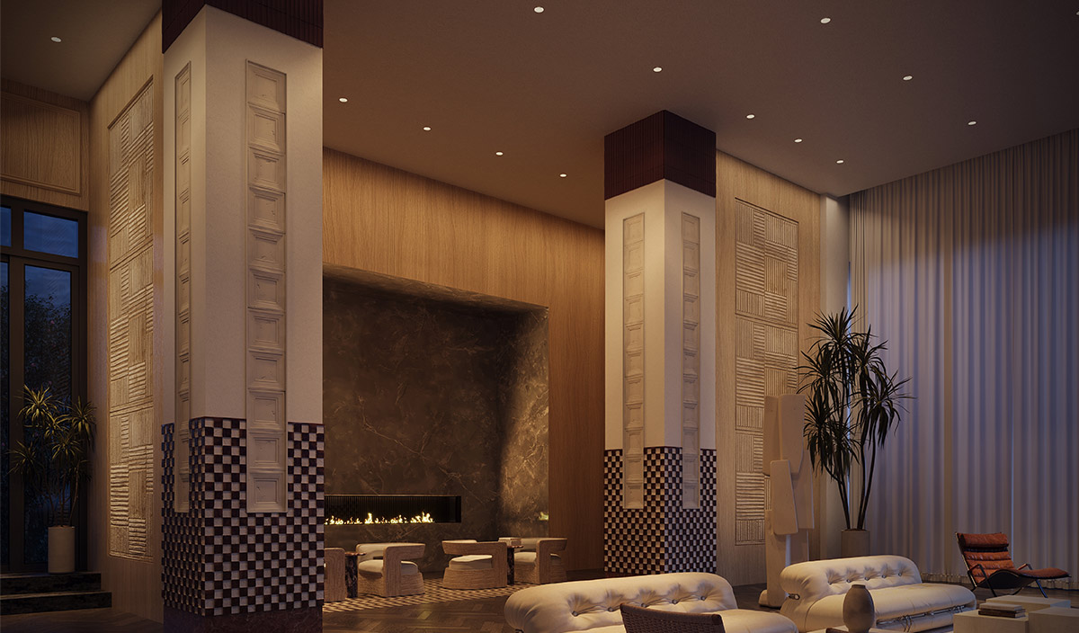CSL Eco recessed downlights installed in a hotel lobby ceiling