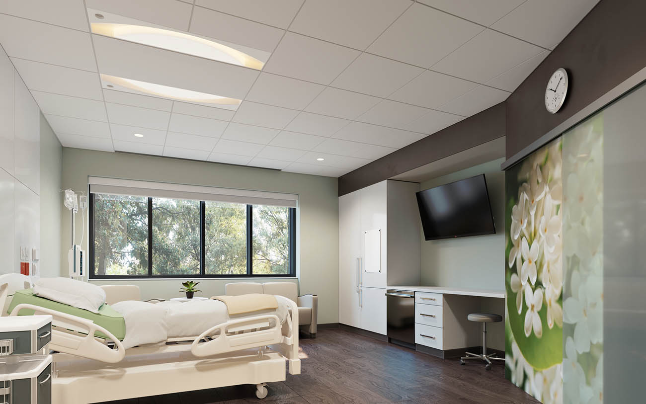 Focal Point Saros Duo™ light fixture in a hospital room