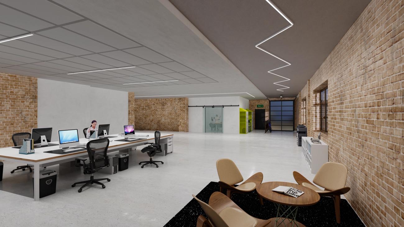 Nulite Regolo Zero linear lighting installed in an open office