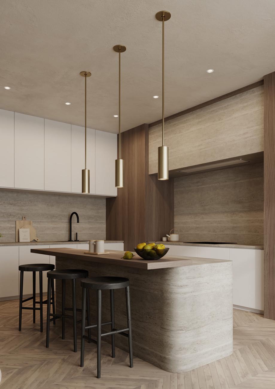 CSL Luxe Collection pendant cylinder lighting installed in a kitchen