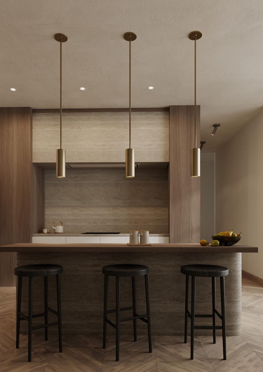 CSL Luxe Collection pendant cylinder lighting installed in a kitchen
