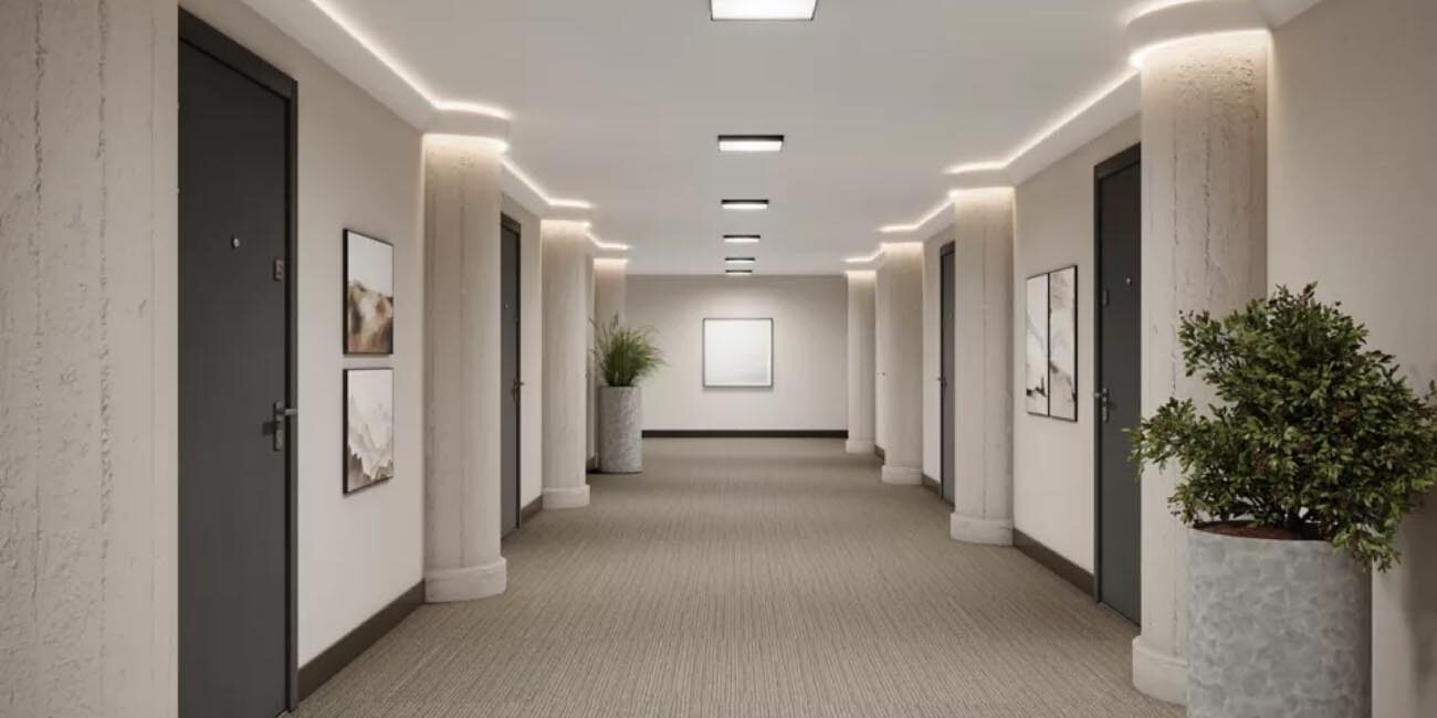 SMX Series by Cooper Lighting Solutions Cooper Lighting Solutions SMX Series fixtures in an apartment hallway