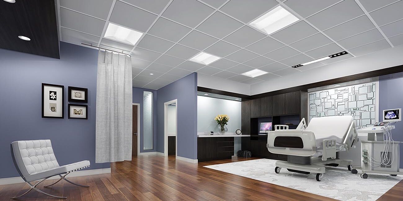 NeoRay Define Patient by Cooper Lighting Solutions NeoRay Define Patient lighting installed in a hospital exam room
