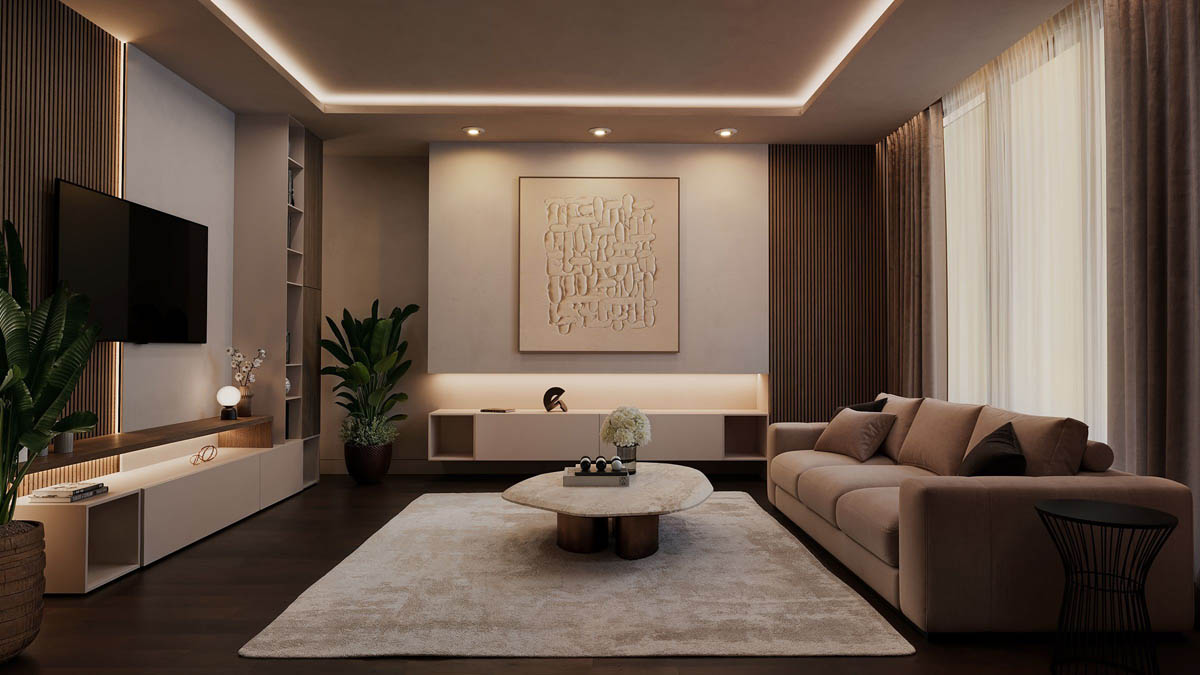 HALO HFL Flexible Linear LED Tape Light installed in a living room