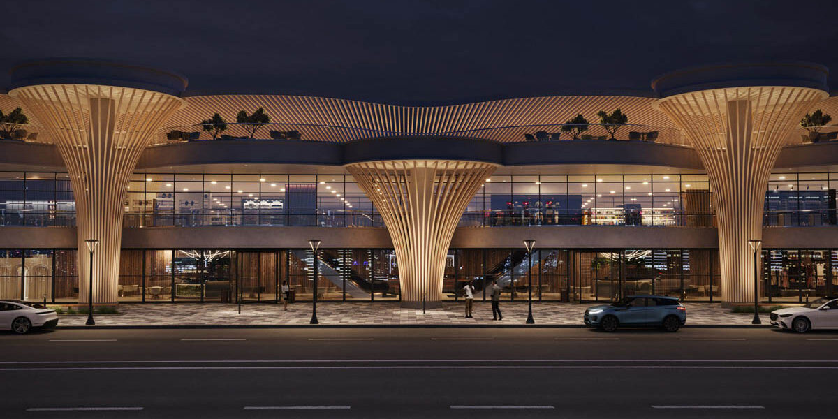 Invue Luxescape Collection Bollards installed outside of a modern luxury hotel