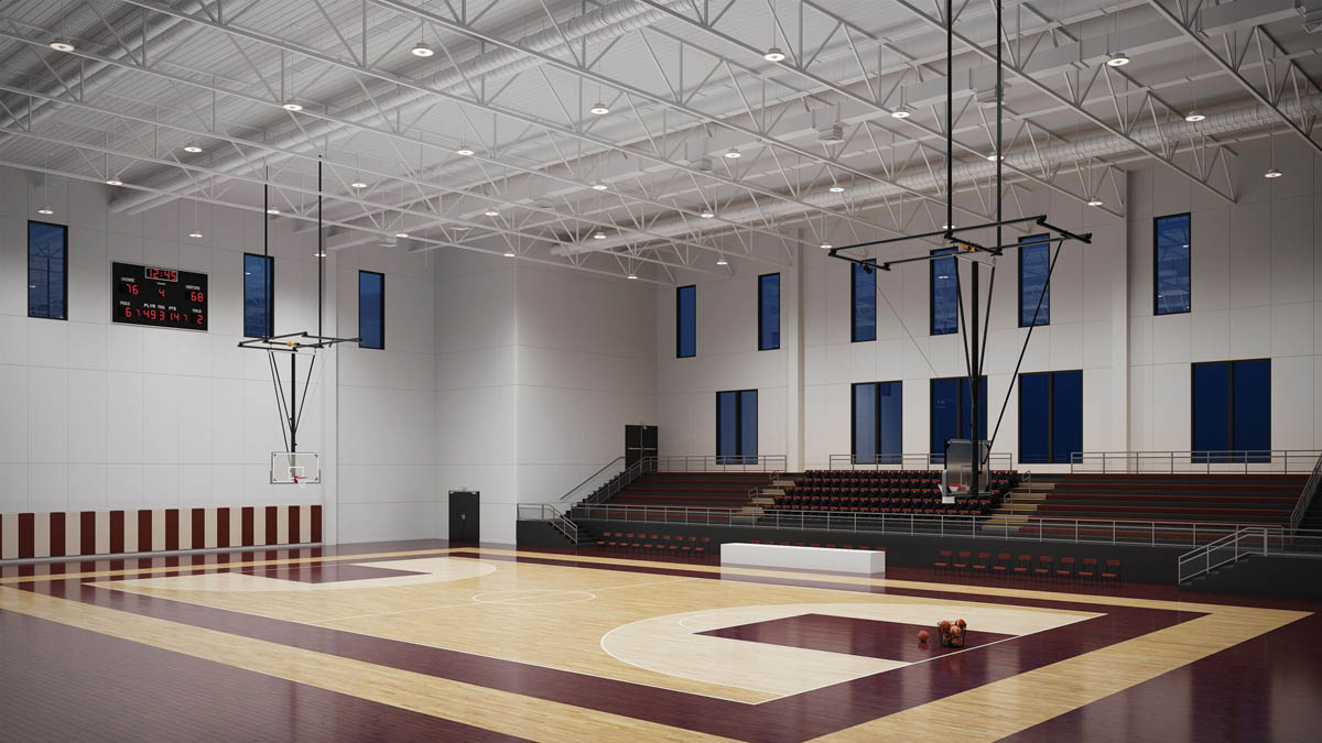 Metalux Elevate Round High Bay installed in a school gymnasium