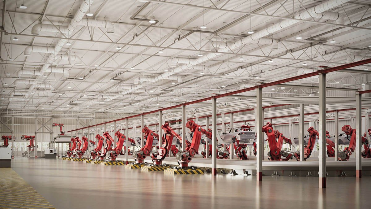 Metalux Elevate Round High Bay installed in an automotive factory