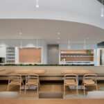 Warm LED lighting installed in an open office space